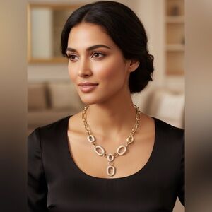 I.N.C. International Concepts Gold-Tone Pavé Oval Link Statement Necklace.